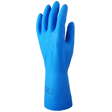 Nitril kék vegyszerálló kesztyű, 32cm/0,22mm, sima belső