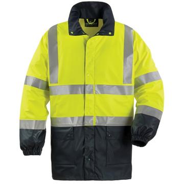 Fluo sárga/kék pu esőkabát